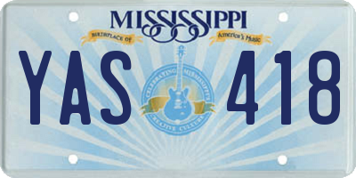 MS license plate YAS418