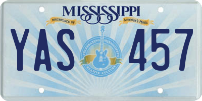 MS license plate YAS457
