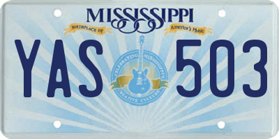 MS license plate YAS503