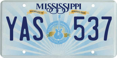 MS license plate YAS537