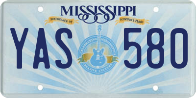 MS license plate YAS580