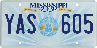 MS license plate YAS605