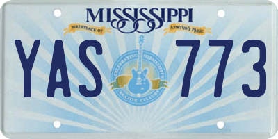 MS license plate YAS773