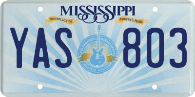 MS license plate YAS803