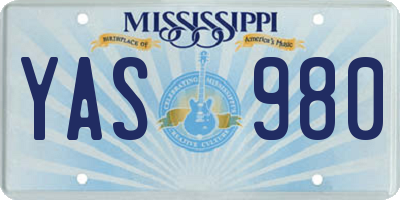 MS license plate YAS980