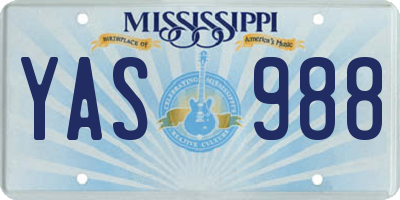 MS license plate YAS988