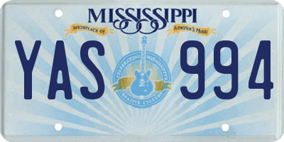 MS license plate YAS994
