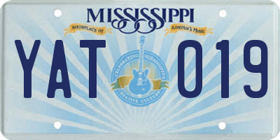 MS license plate YAT019