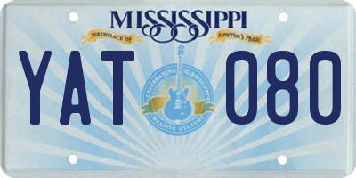 MS license plate YAT080