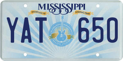MS license plate YAT650