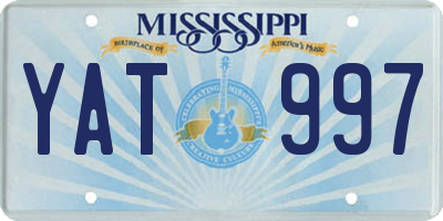 MS license plate YAT997