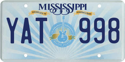 MS license plate YAT998
