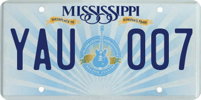 MS license plate YAU007