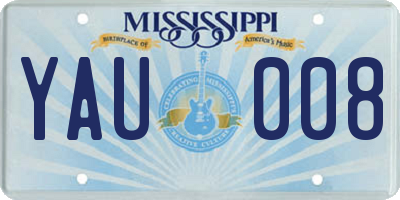 MS license plate YAU008