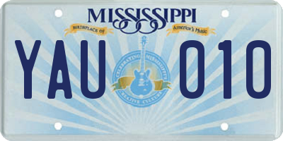 MS license plate YAU010