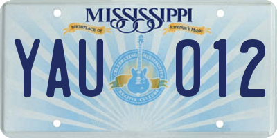 MS license plate YAU012
