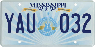 MS license plate YAU032