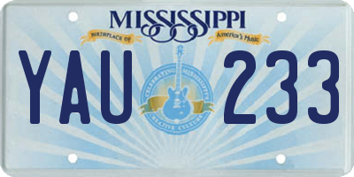 MS license plate YAU233