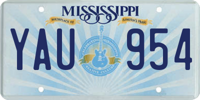 MS license plate YAU954