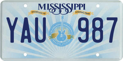 MS license plate YAU987