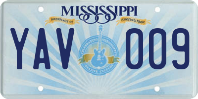 MS license plate YAV009