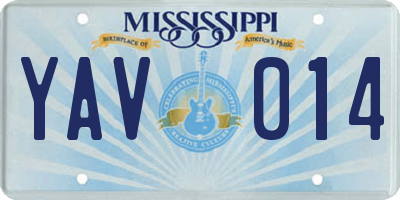 MS license plate YAV014