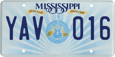 MS license plate YAV016
