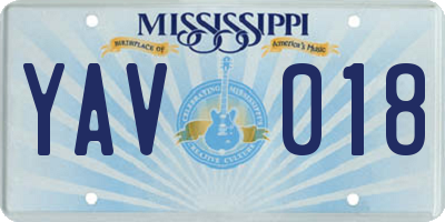 MS license plate YAV018