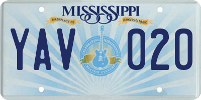 MS license plate YAV020