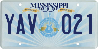 MS license plate YAV021