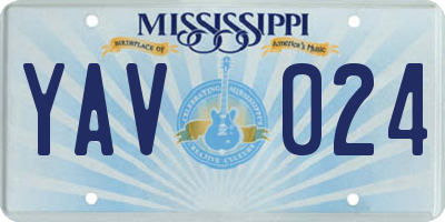 MS license plate YAV024