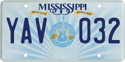 MS license plate YAV032