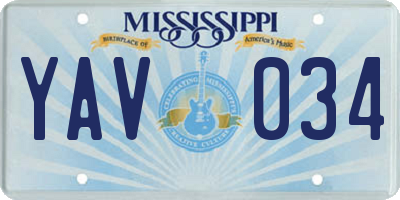 MS license plate YAV034
