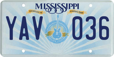 MS license plate YAV036