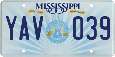 MS license plate YAV039