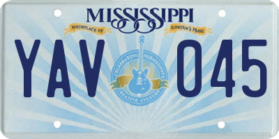 MS license plate YAV045