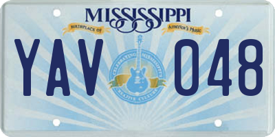MS license plate YAV048