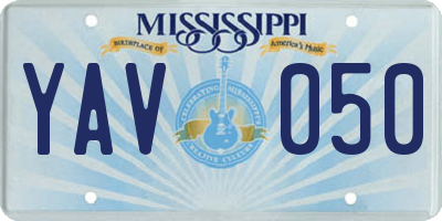 MS license plate YAV050