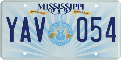 MS license plate YAV054