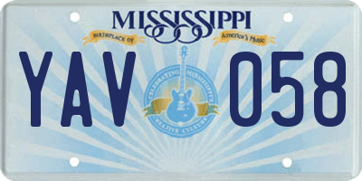 MS license plate YAV058