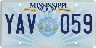 MS license plate YAV059