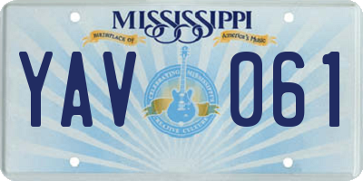 MS license plate YAV061