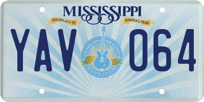 MS license plate YAV064