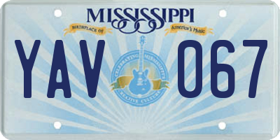 MS license plate YAV067
