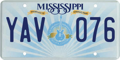 MS license plate YAV076