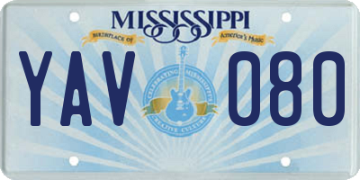MS license plate YAV080