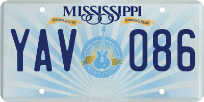 MS license plate YAV086