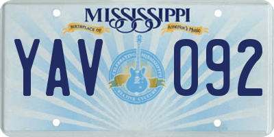 MS license plate YAV092