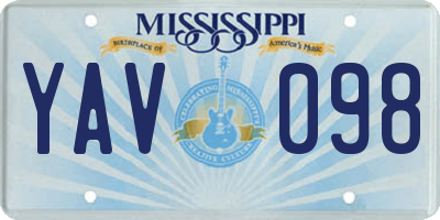 MS license plate YAV098