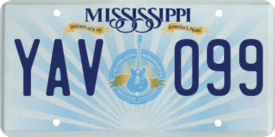 MS license plate YAV099